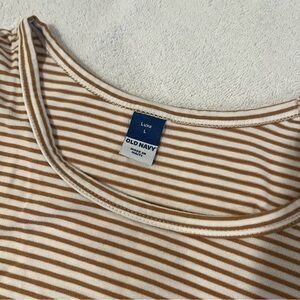 Old Navy Brown and White Striped Tee